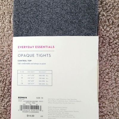 APT. 9 Opaque Tights - Everyday Essentials - Control Top - Charcoal Heather - 1X