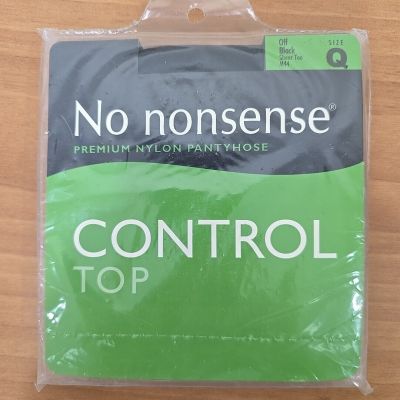 No Nonsense Control Top Pantyhose Sheer Toe Size Q Off Black 1 pair NEW!