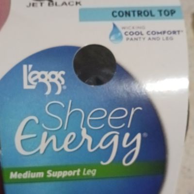 Sheer Energy Pantyhose Control Top Jet Black Size Q+