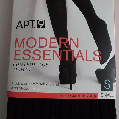 NEW women APT 9 modern essentials CONTROL-TOP black tie TIGHTS size: SMALL