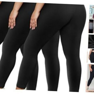 3 Pack Plus Size Leggings for Women(X XX-Large Plus 26inch Black/ Black/ Black