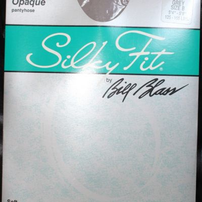 Silky Fit by Bill Blass Lycra Sheer Opaque Pantyhose Grey Size B Soft NIP