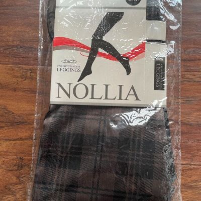 new NOLLIA Fashion Seamless Leggings sz S/M plaid checkered brown black pattern