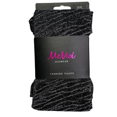 MeMoi Fashion Tights Black Metallic Zebra Glimmer Opaque size S/M NWT