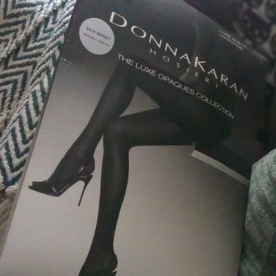 New DONNA KARAN BLACK OPAQUE TIGHTS 'Luxe' Small~Petite w/ Original Package+Tags