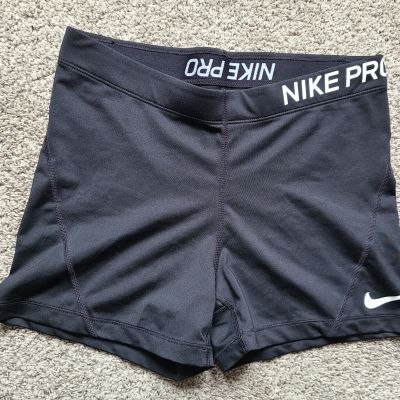 Nike Pro Dri-Fit Women's Black Workout Shorts Size L Spandex and Polyester