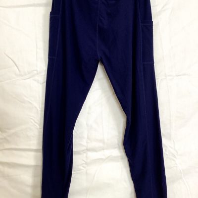 Barker Basic Comforts Womens stretch workout leggings navy blue Side Pockets