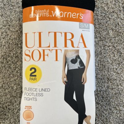 Blissful Benefits by Warner's Fleece Lined Tights Ultra Soft 2 Pair Black. A12