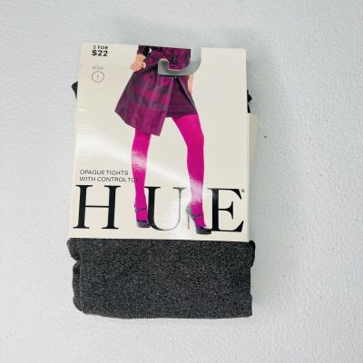 HUE Graphite Heather Opaque Tights w/Control Top 1 Pair Womens Size 1 New