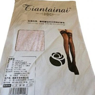 Tiantainai Fashion Rose SCENTED Delicate Pink Lace Stockings. Medium.