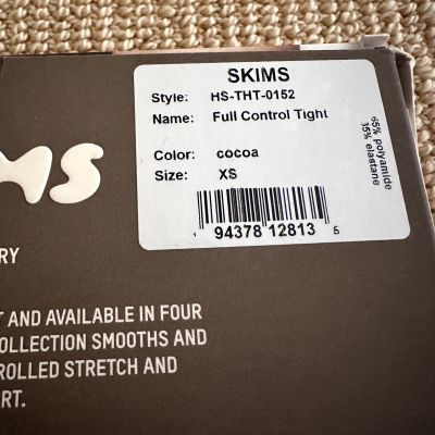 Skims Cocoa Full Control Tights Hosiery, Size XS New