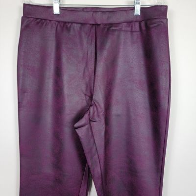 Nina Leonard Faux Leather Legging Pants Purple Shiny Plus Size 1X