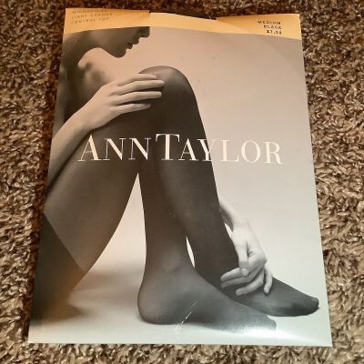 Ann Taylor microfiber light opaque control top tights, color black, size: M
