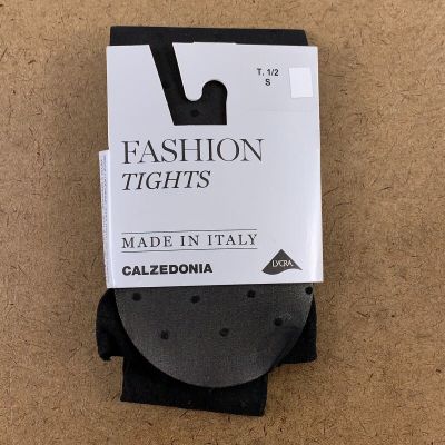 Calzedonia Women's Size Small Black Sheer Polka Dot Fashion Tights NWT