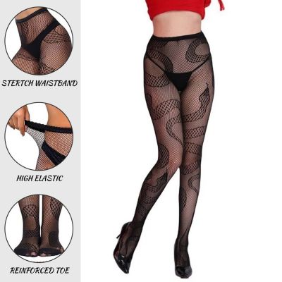 Women's High Waisted Mesh Stockings Pantyhose Stretch Hollow Out See Through Bre