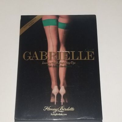 Honey Birdette Gabrielle Emerald Stockings Luxury Thigh High Stay Up Small new