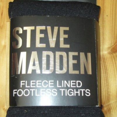 Steve Madden S/M Black Fleece Lined Footless Tights NIP 4'10