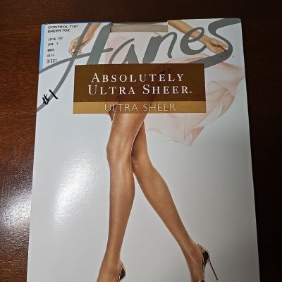 #1 Hanes Absolutely Ultra Sheer, Control Top, Sheer Toe Size C In Nude
