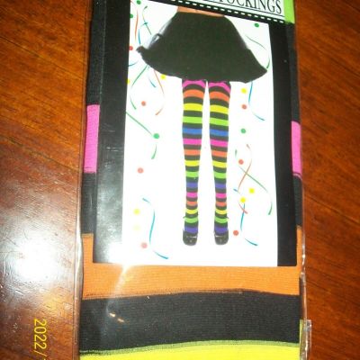 Rainbow Horizontal Stripe Thigh High  Halloween Costume Stockings NWT by Regents