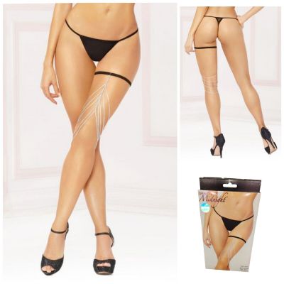 Seven Til Midnight Multi-Layered Chain With Elastic Garter, Silver Tone, O/S,NIB