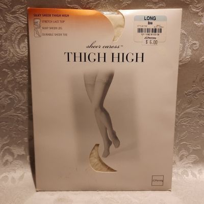 ? New Old Stock ? Sheer Caress Thigh High Stockings Hose Bone Color