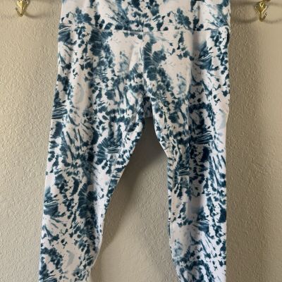 RBX Marine Blue White Tie-Dye Legging Size 1X Heavier Fabric Excellent Condition