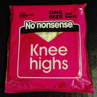No Nonsense Knee Highs One Size Off White Sheer Toe Pantyhose 2-Pair  D39