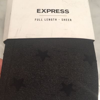 NEW Express Sheer Tights Star Pattern Full Length Black Pantyhose Size M/L