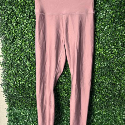 Alo Yoga Nude Pink Shiny Leggings High Rise 7/8 Size Medium