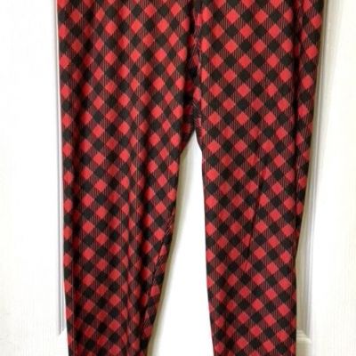 Simply Southern legging plus size L xl xxl buffalo plaid red and black worn once