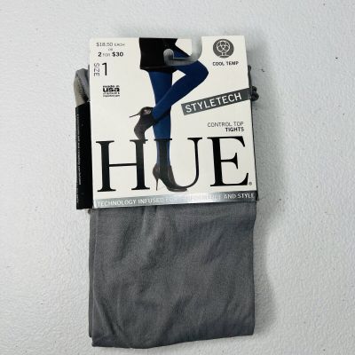 HUE Styletech Cool Temp Tights with Control Top Size 1 Filament Gray 100-150 Lbs