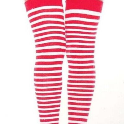 Thigh High Striped Stockings Black/Purple Red/White  Adult Reg Music Legs 4741