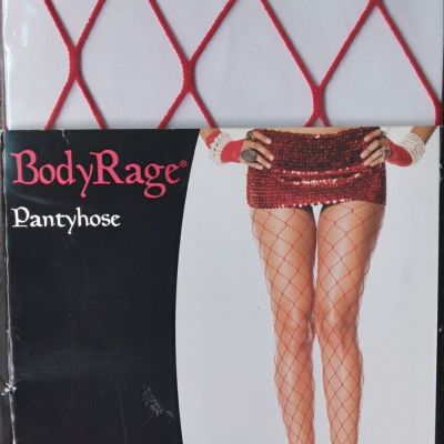BodyRage 9024 Adult Women RED Diamond Net Spandex Pantyhose Fence Fishnet Tights