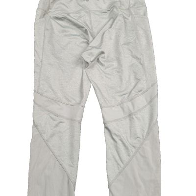 Avia Cropped Exercise Pants (XL) Gray Sheer Side Panels Pocket Waist Cinch
