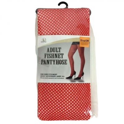 Red Fishnet Pantyhose One Size Adult Seasonal Visions Cosplay Halloween Theater