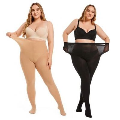 Plus Size Tights for Women 80D Soft Solid Color X-Large Plus Tall Multicolor