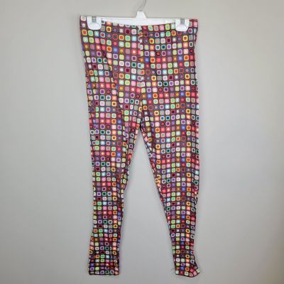 Squares In Squares Polyester Spandex Ankle Leggings One Size Fits All
