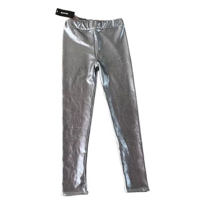 Venti6 Metallic Silver Shiny Leggings Size Medium Coated Faux Leather
