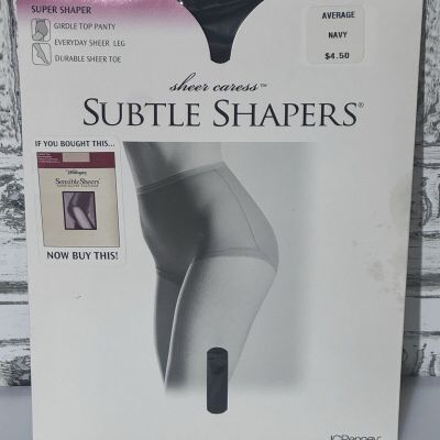 JCPenny Sheer Caress Subtle Shapers Super Shaper Girdle Top navy 28 average