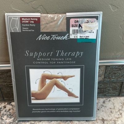 Nice Touch Support Therapy Medium Toning Leg Control Top Pantyhose Driftwood A