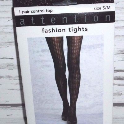 New Women's Attention Control Top Fashion Black/Purple Tights Size S/M Stockings