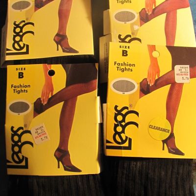 Wholesale Lot of 4 pairs L'eggs Fashion Tights Black, NEW #017069 Size B